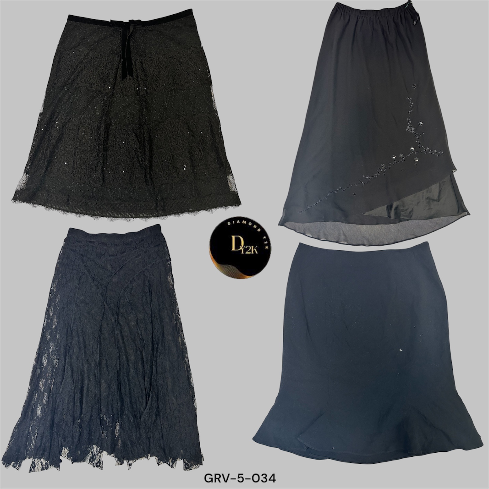 Jupe Grungecore Y2K en coton noir (GRV-5-034)