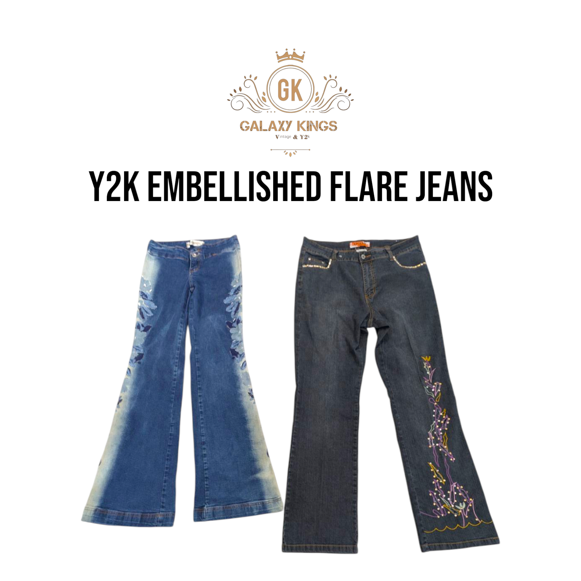 Y2k 装飾フレアジーンズ