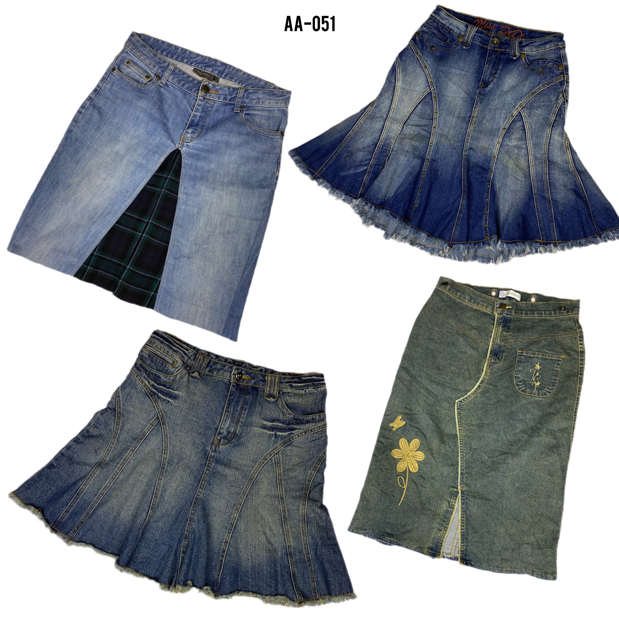Jupes midi en denim de l'ère Britney Y2K (AA-051)