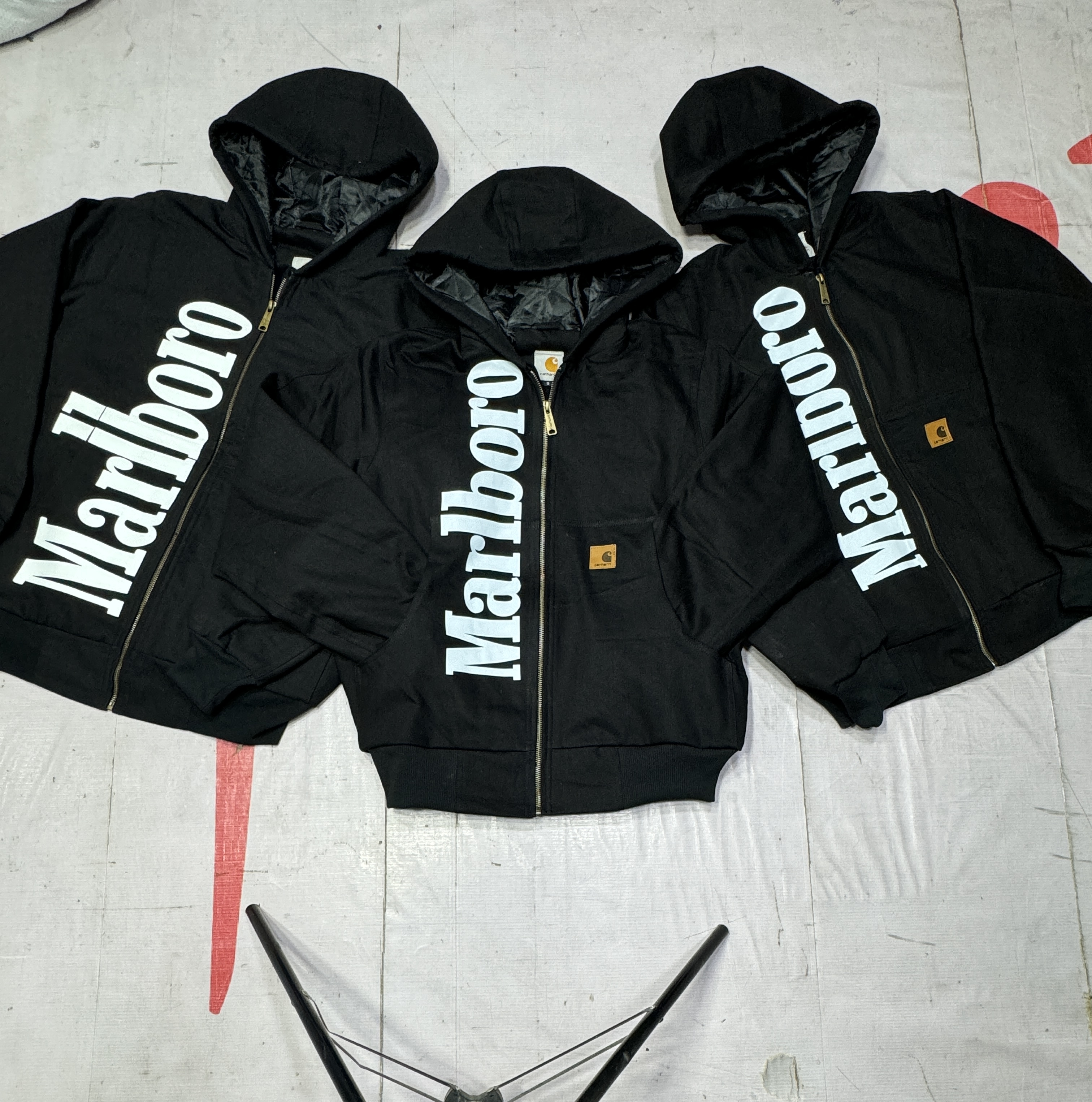 Carhartt X Malboro Rework Style Black Hoodies