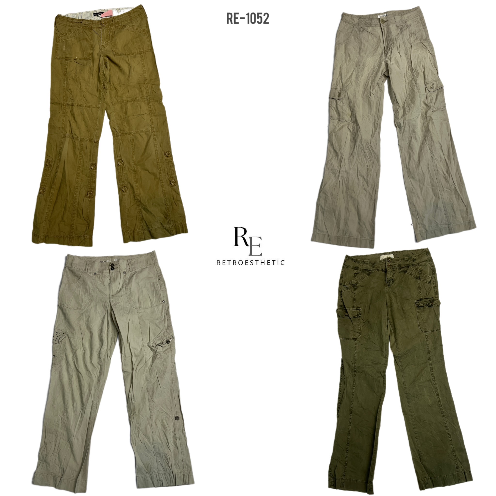 Y2K Unique Cargo Style Cotton Trousers (RE-1052)