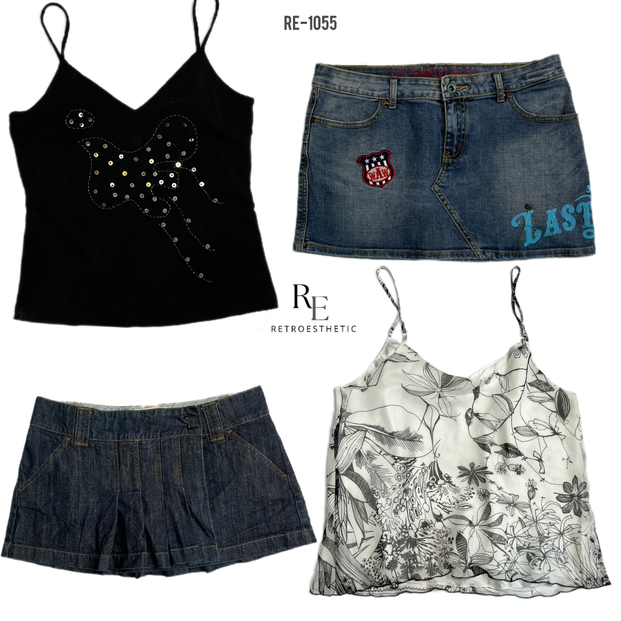 Y2K Hübsches Mädchen Minirock und Camisole (RE-1055)