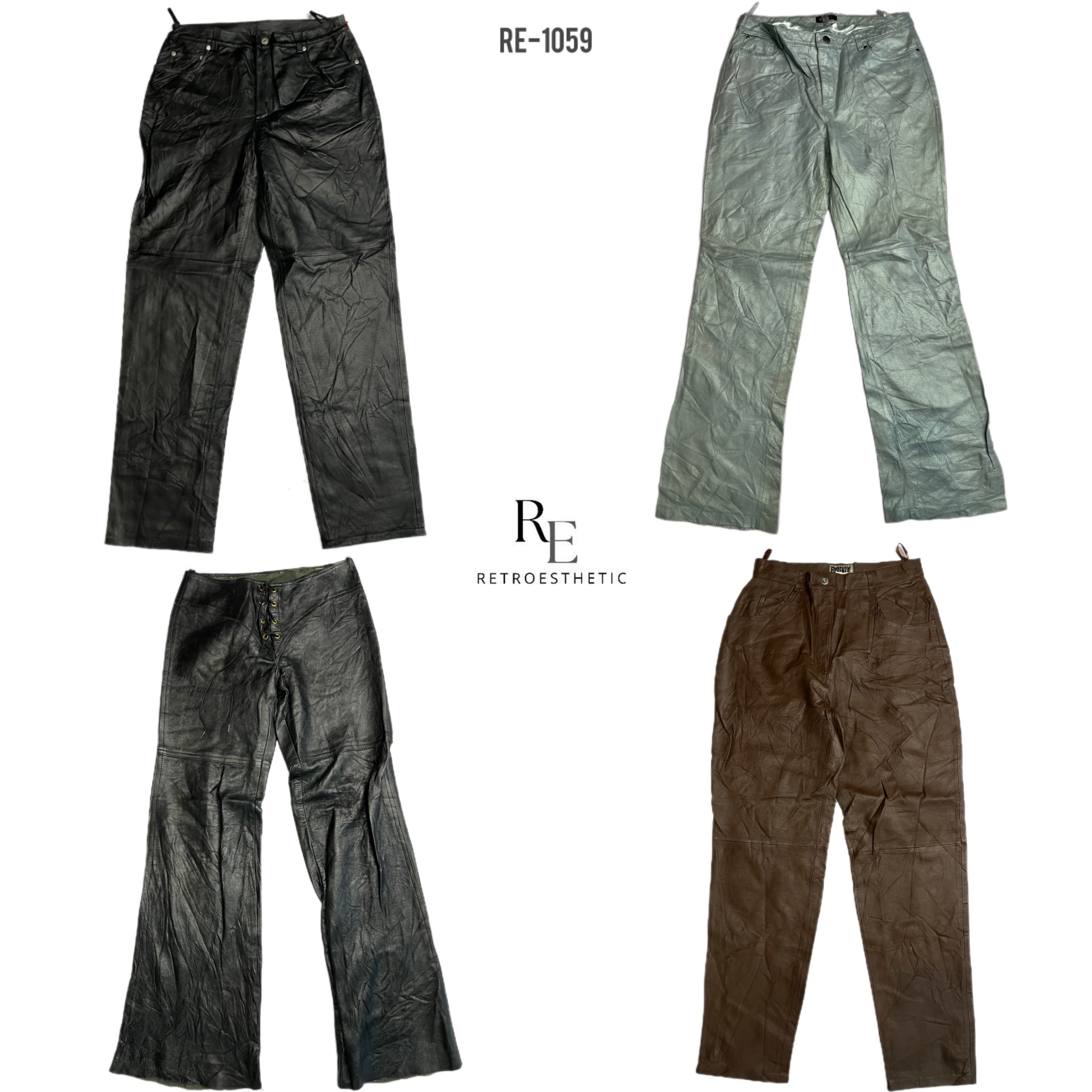Y2K Retro Style Leather Pants (RE-1059)