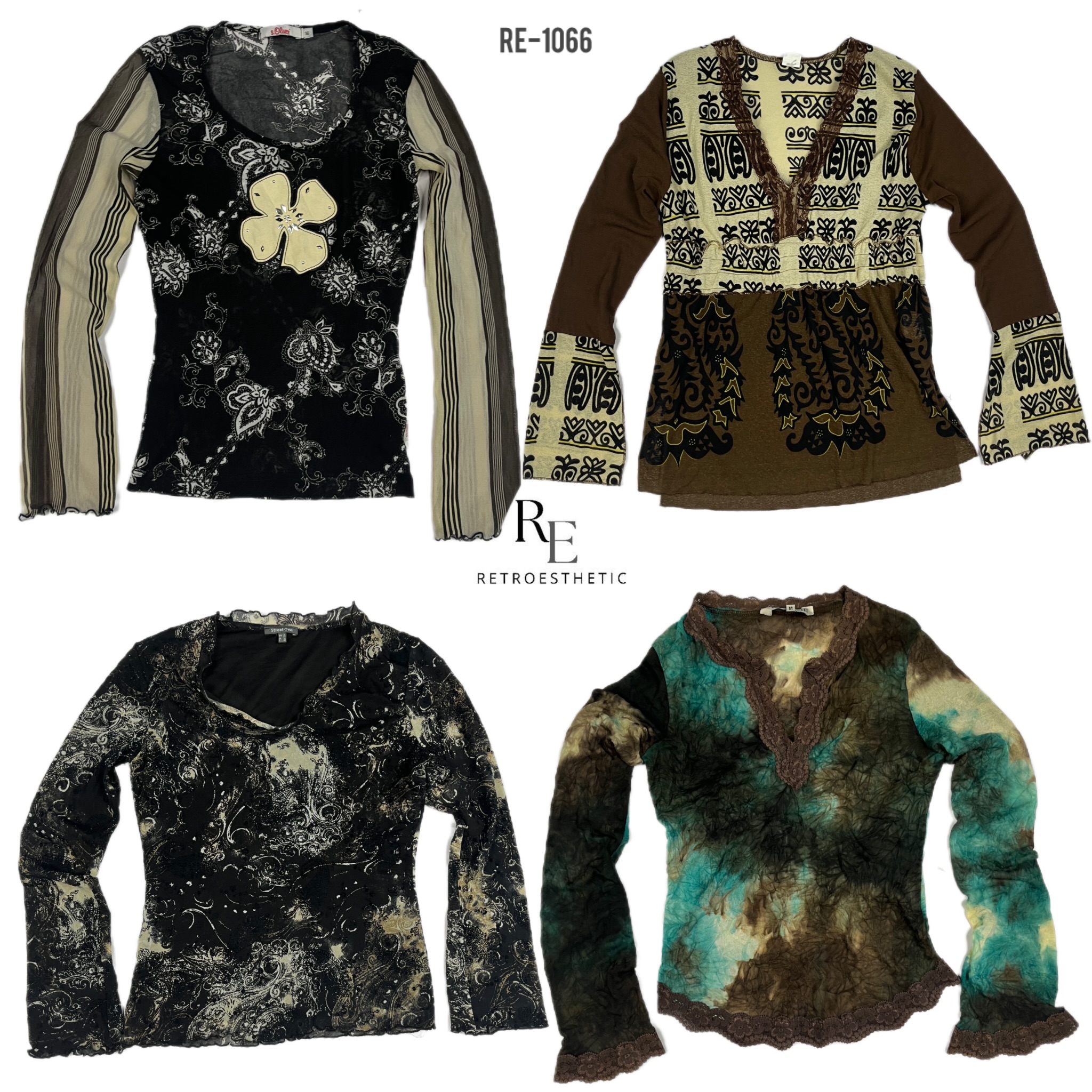 Y2K All Gothic Langarm-Mesh-Oberteile (RE-1066)