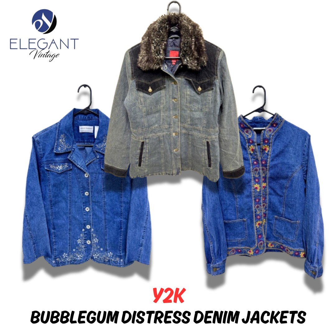 Chaquetas de mezclilla de distress de chicle Y2K - 10 piezas - EV0293