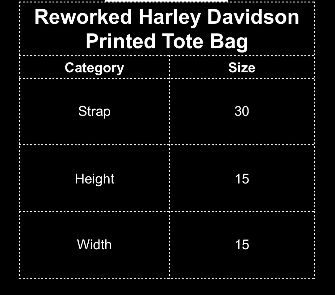 Sac fourre-tout imprimé Harley Davidson retravaillé (50 pièces)