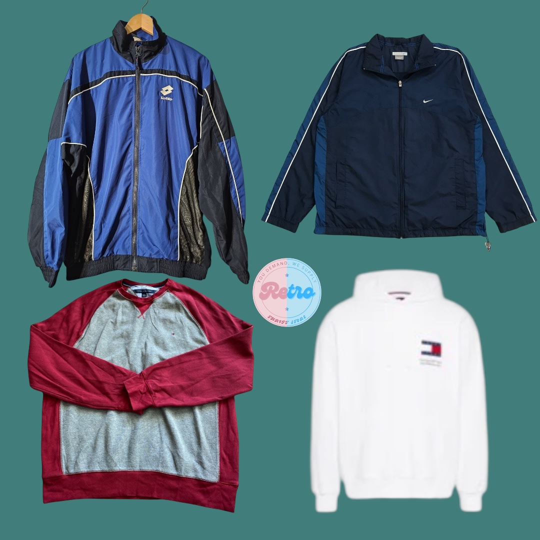 Y2K & 90s Style Sweatshirt & Jackets Lotto| Champion| Tommy Hilfiger| Levi's| Nike| Adidas| : 10 Pcs