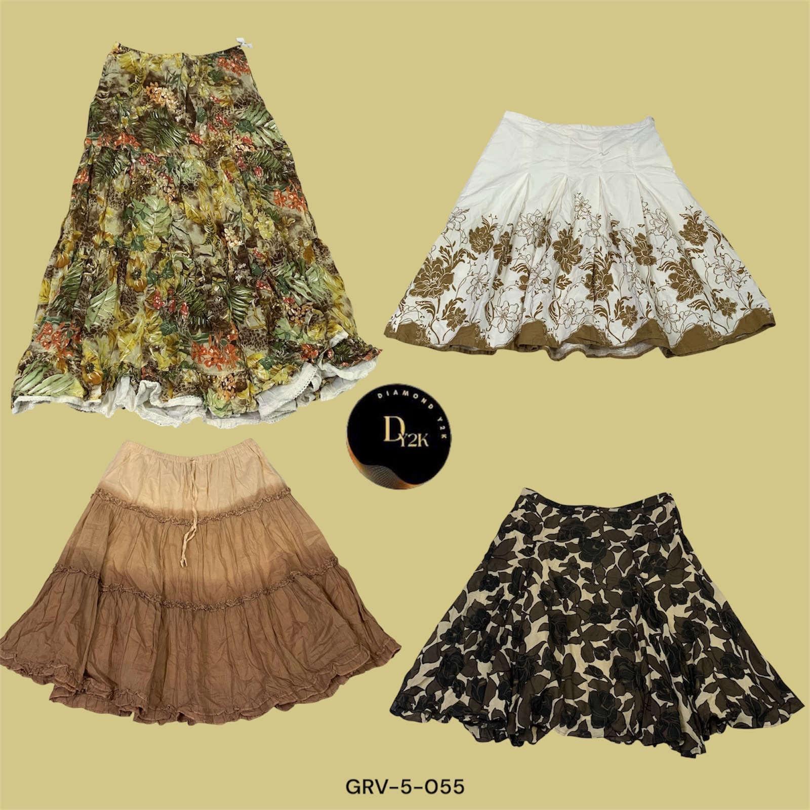Y2K Light Brown High-Waisted Cotton Skirt – Soft & Comfy (GRV-5-054)