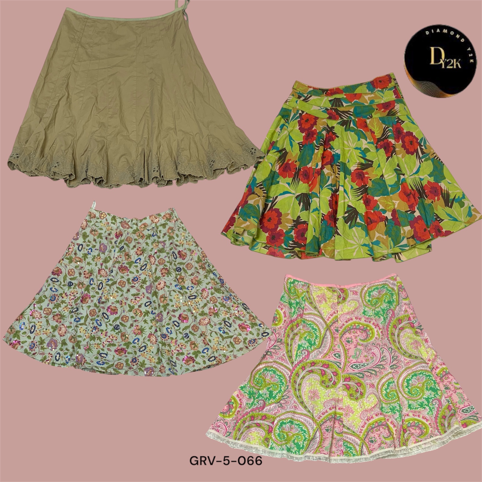 Jupe en coton verte Y2K tendance – Un indispensable pour les amateurs d'esthétique des années 90 (GRV-5-066)
