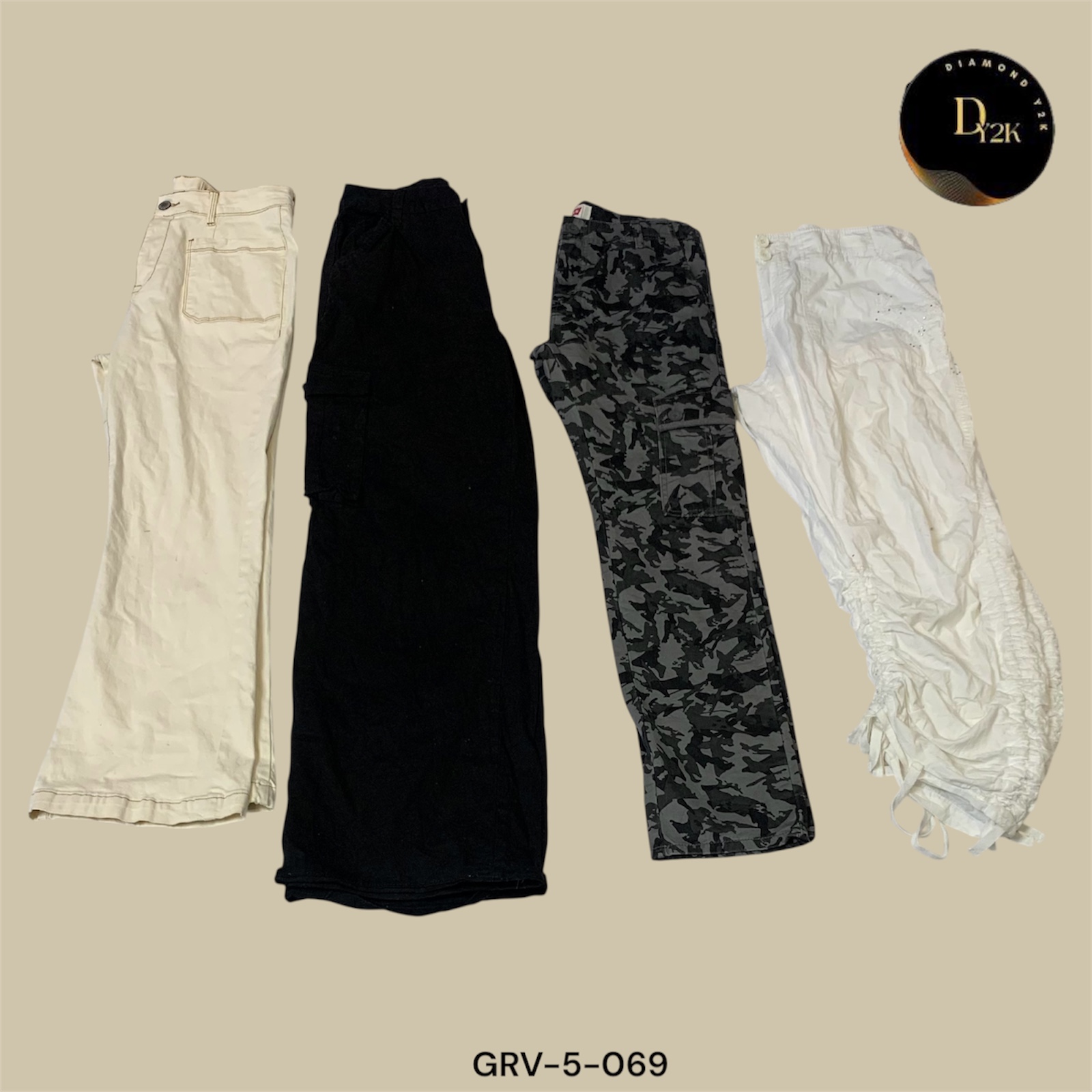 Y2K Utility Capris – Noir/Blanc Bicolore Streetwear (GRV-5-069)