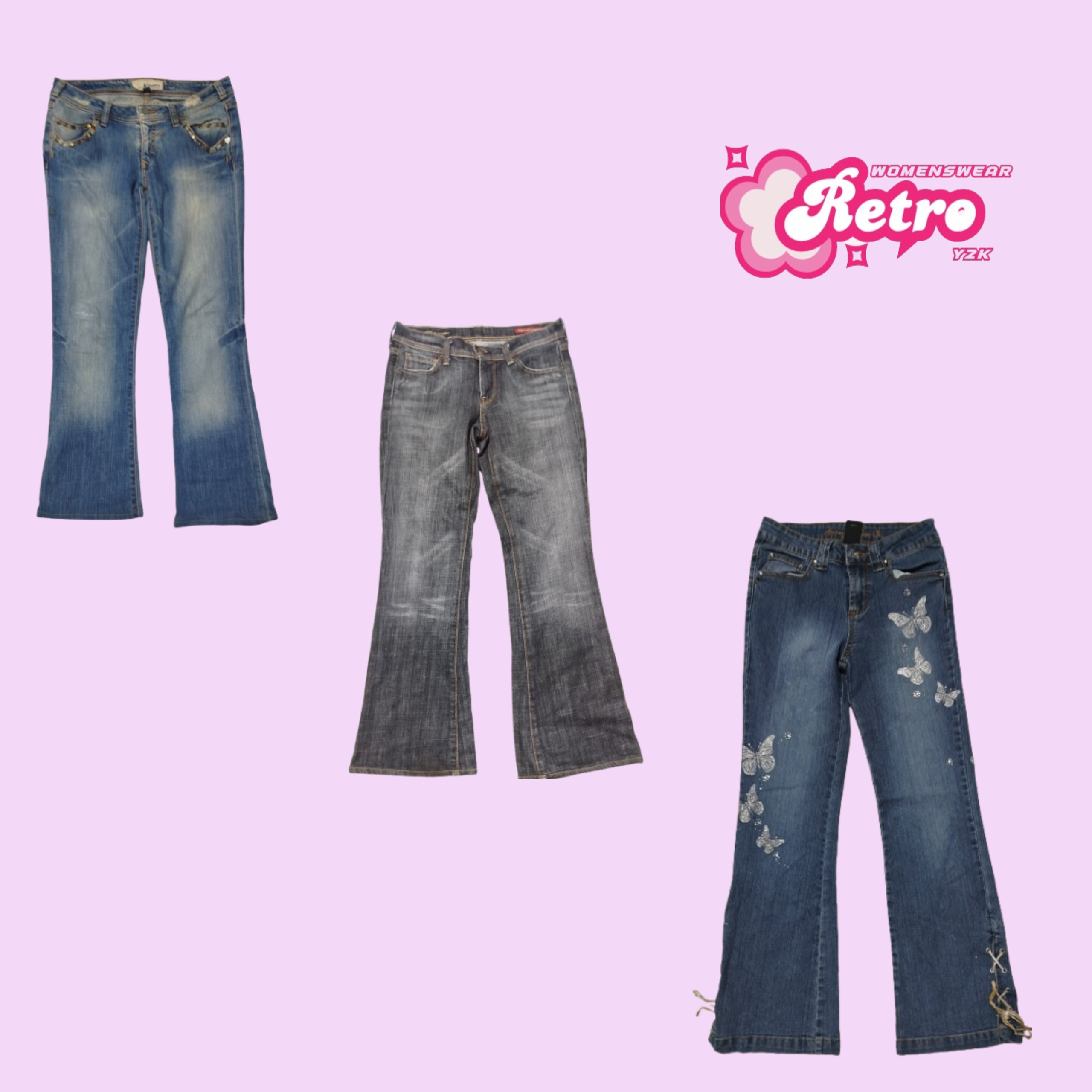 Y2K Unique Flared Denim Jeans (May-24)