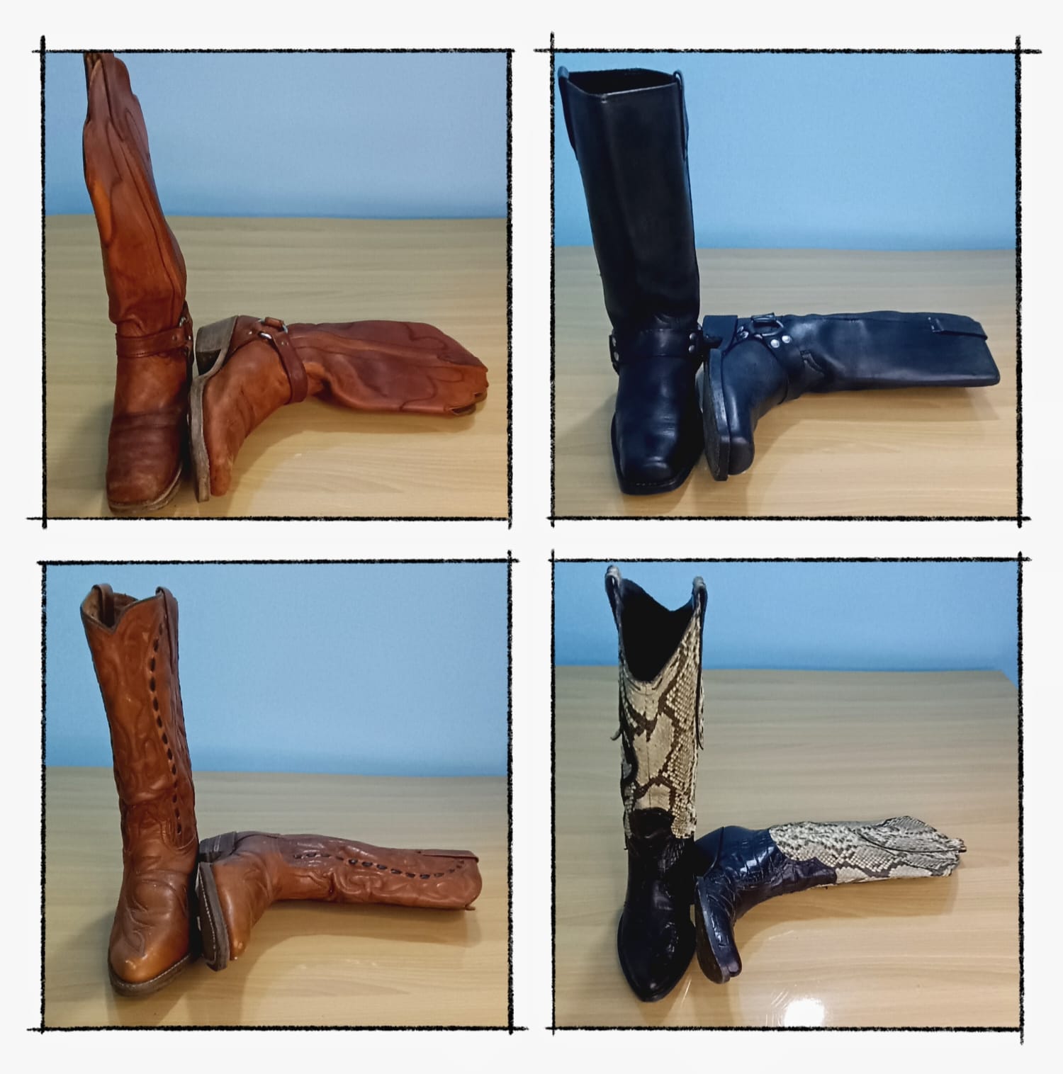 G0257 Vintage Cow Boy Stiefel - 24 Stück