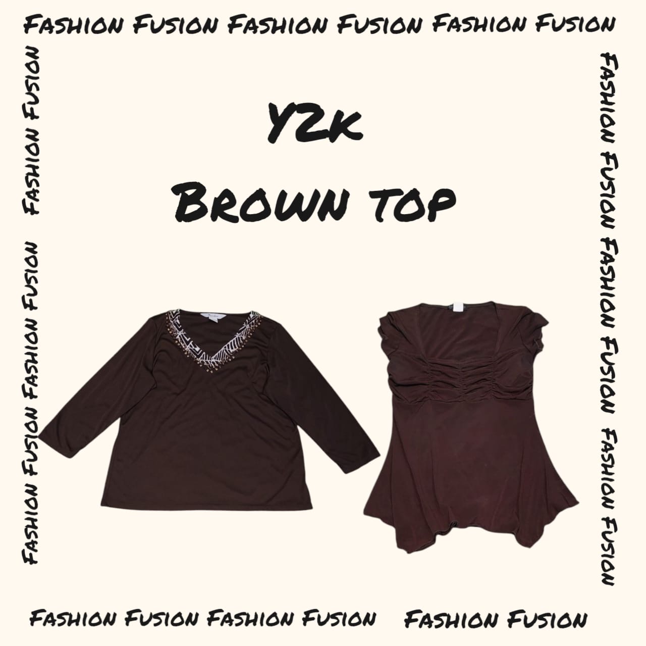 (FF-891) Y2k brown colour colour theme mox tops