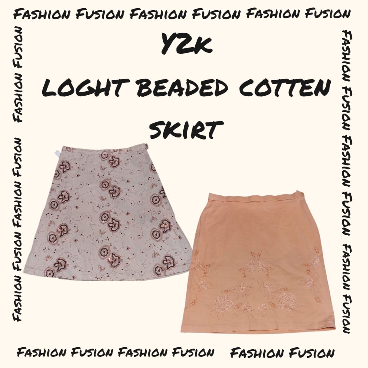 (FF-897) Y2k light beaded cotton skirts
