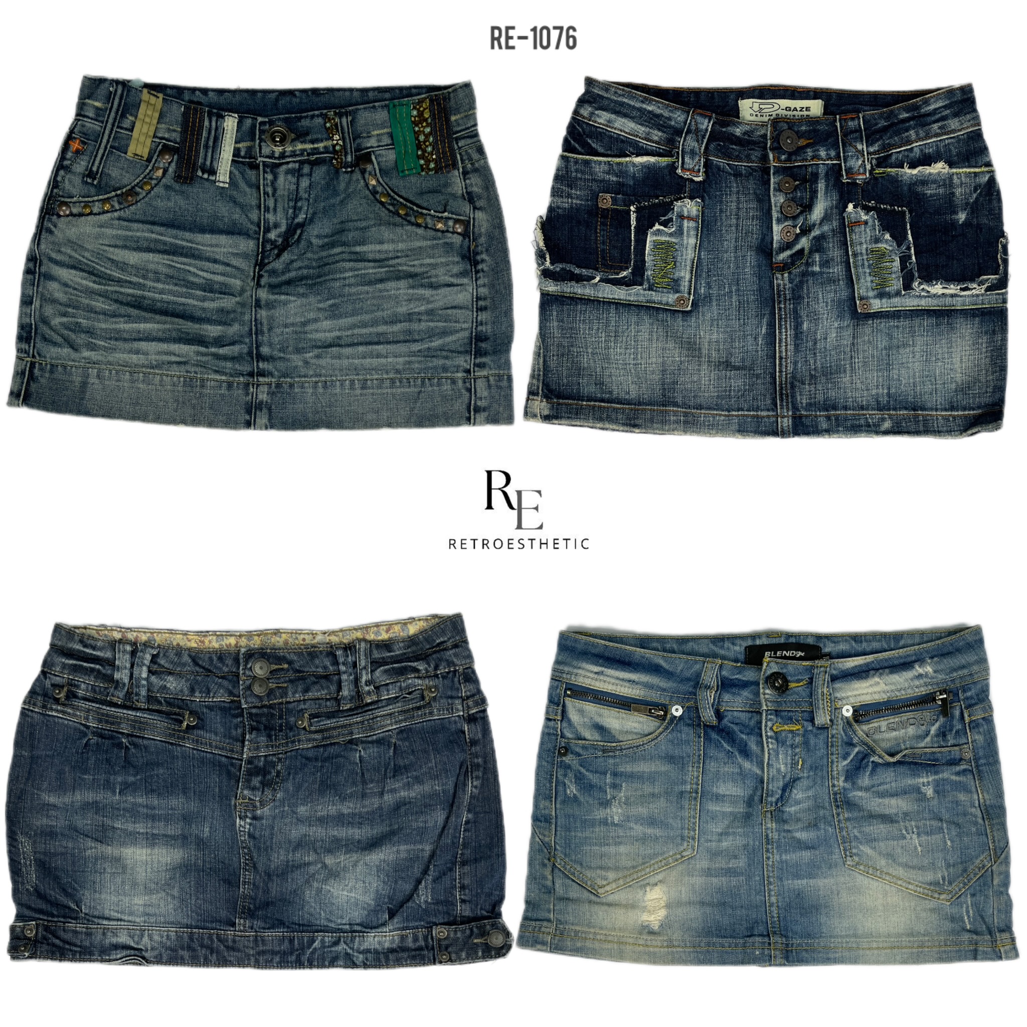 Jupes mini en denim de l'ère Britney Y2K (RE-1076)