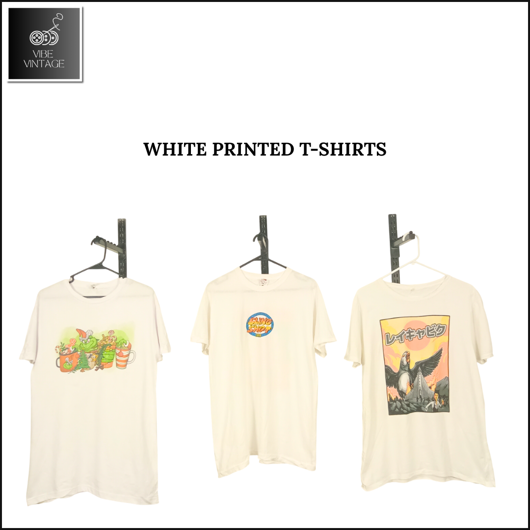 T-SHIRT BIANCHE STAMPATE - 10 PEZZI (BUNDLE 6)