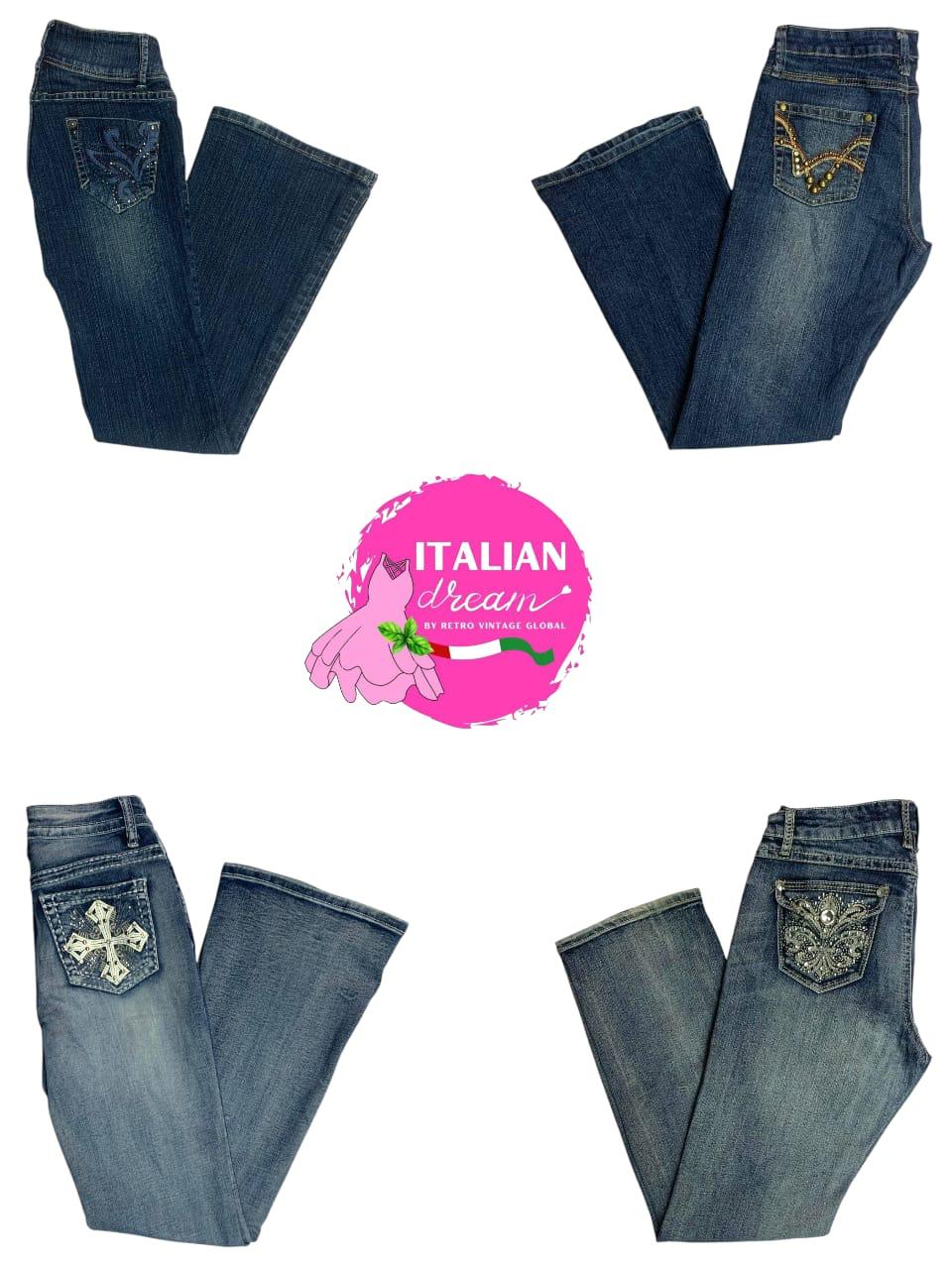 Y2k unique embellished flared jeans