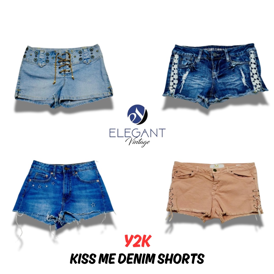 Y2K Kiss Me Denim Shorts - 11 pieces - EV0356