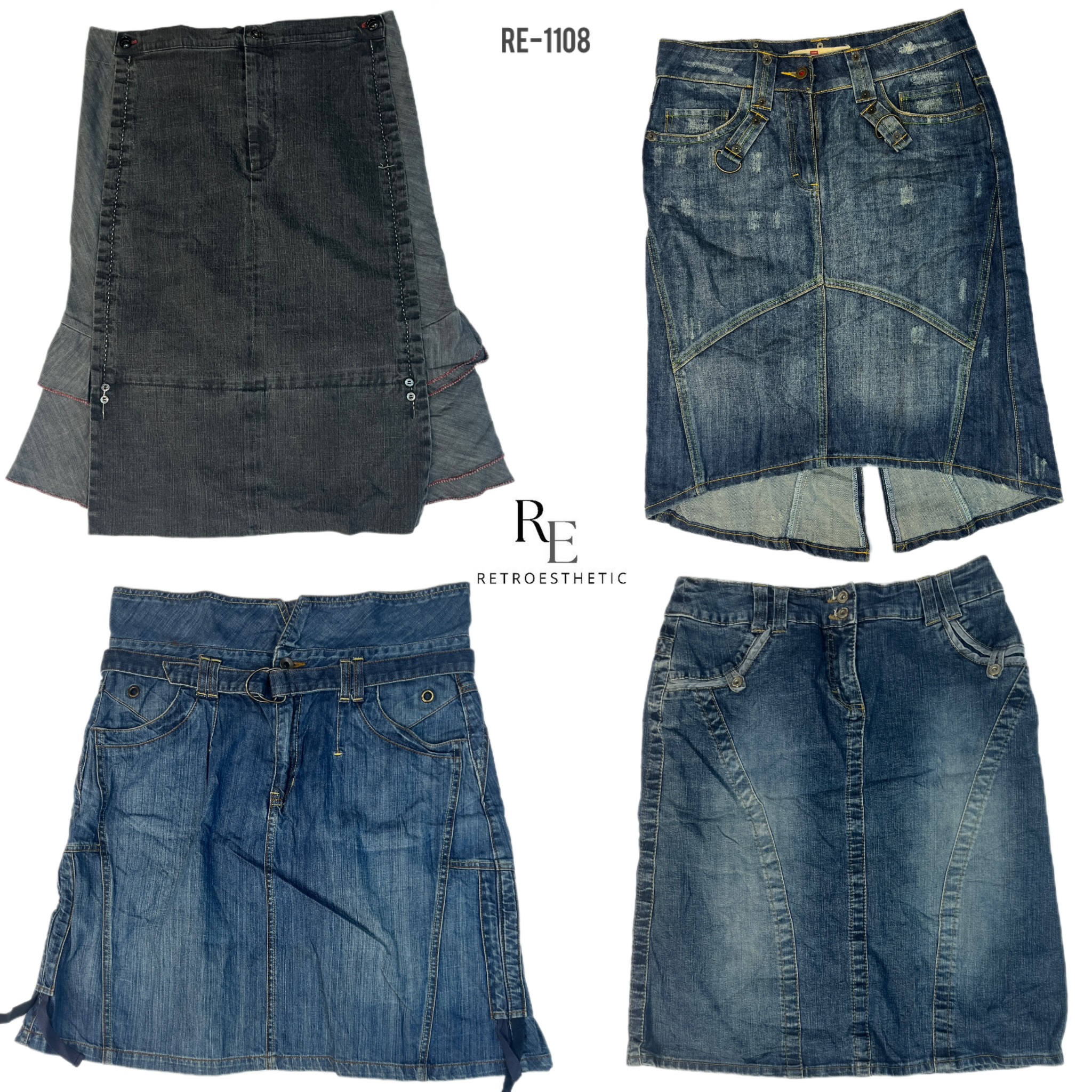 Y2K Britney Ära Denim Midi-Röcke (RE-1108)