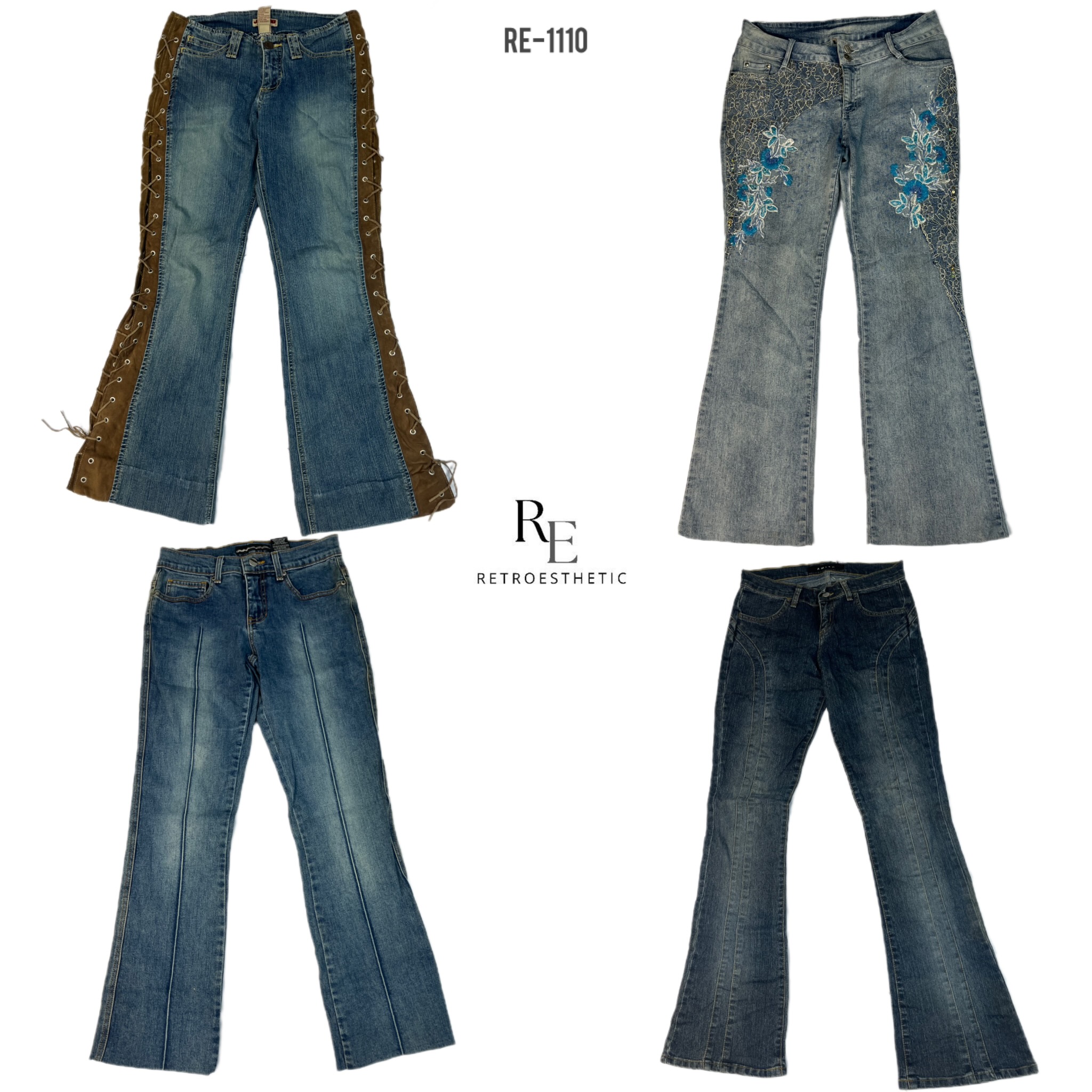 Y2K Einzigartiger Retro-Stil Denim Jeans (RE-1110)