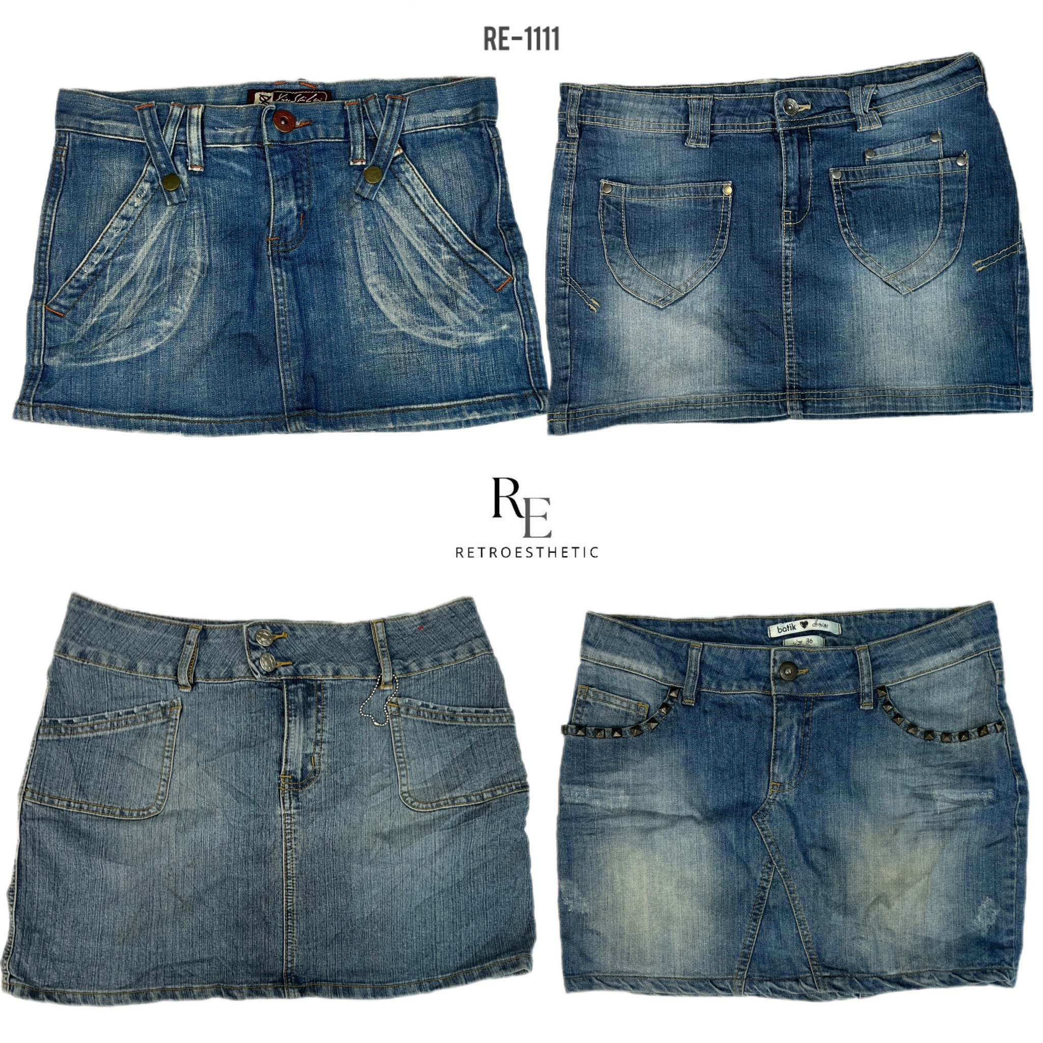Y2K IT Girl Denim Micro Mini Skirts (RE-1111)