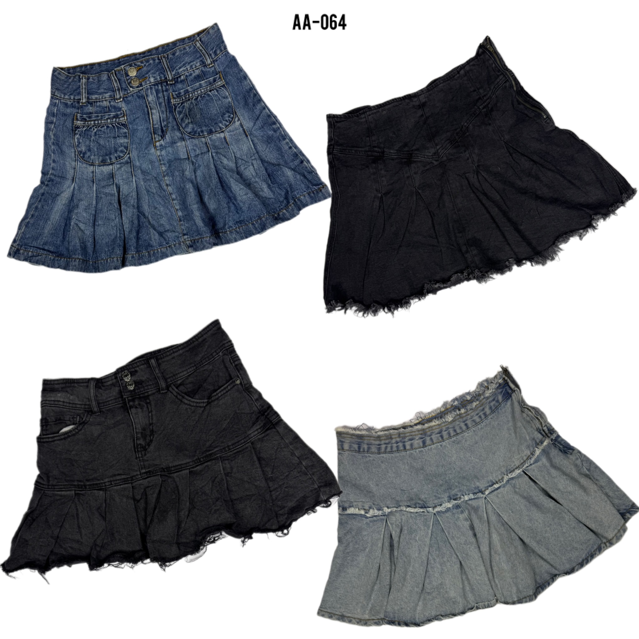 Y2K IT Girl Denim Mini Pleated Skirts (AA-064)