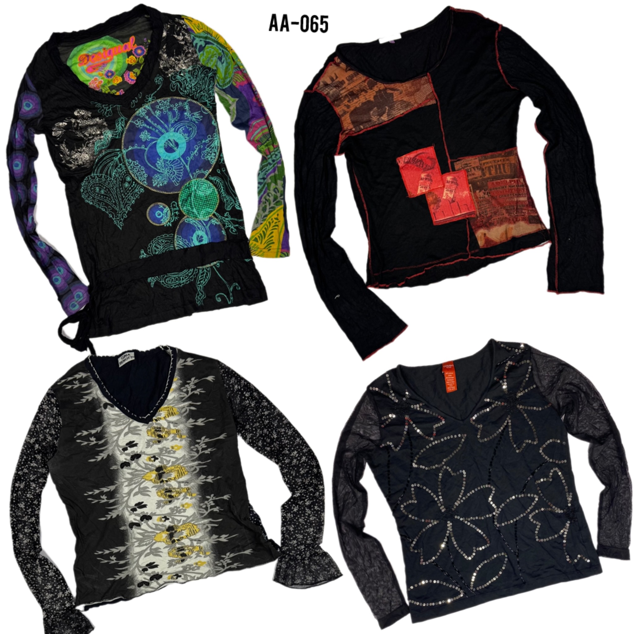 Y2K All Black Rave Full Sleeve Tops (AA-065)