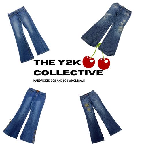 Y2K Britney Era Embroidered and Flared Jeans (TEC37)