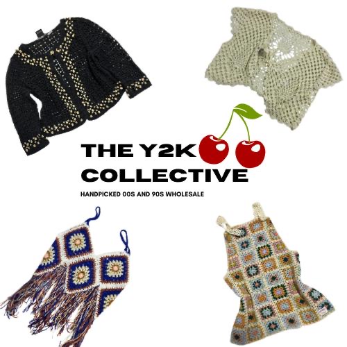 00s Patchwork and Fringe Crochet tops mix (TEC48)