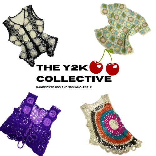 Y2K Italian Colourful and Cutsey Crochet Tops Mix (TEC35)