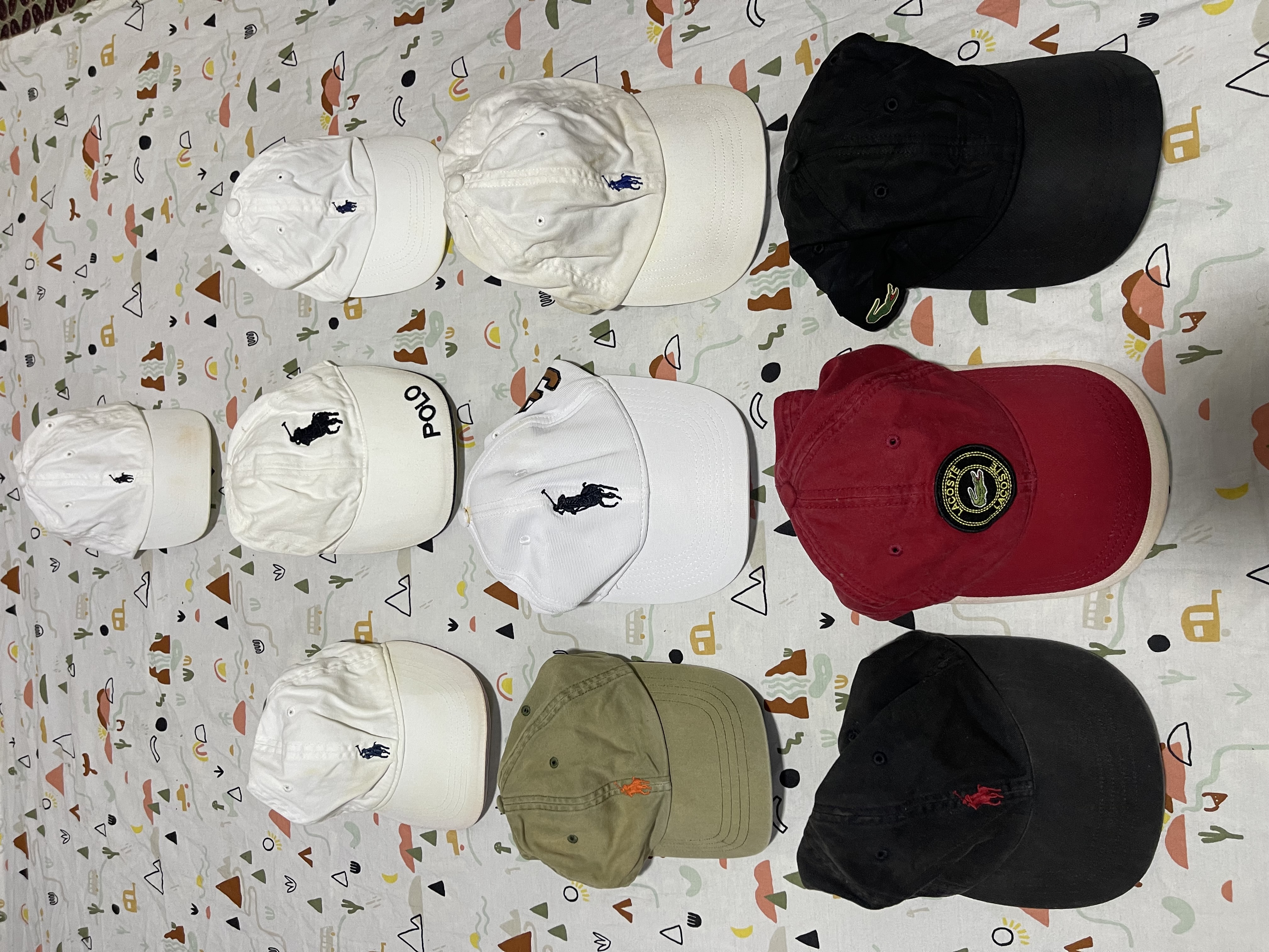 Polo Ralph Luaren And Locoste Hat 10 Pieces