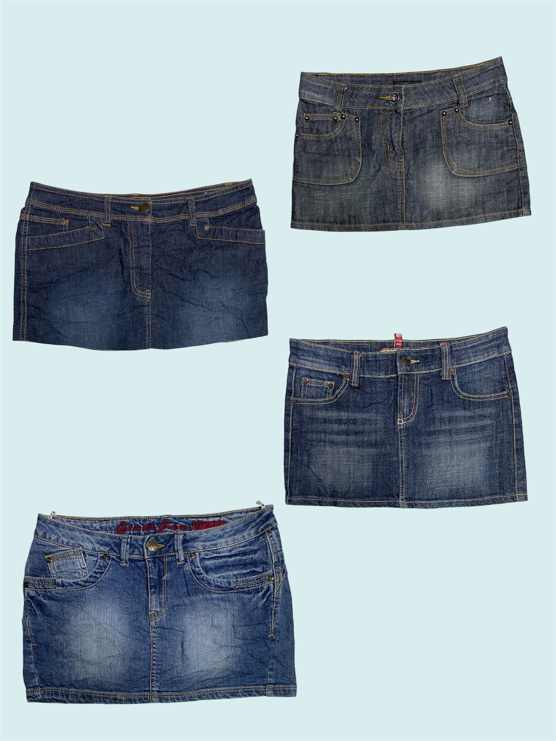 Retro denim vibe mini skirts (TS:559)