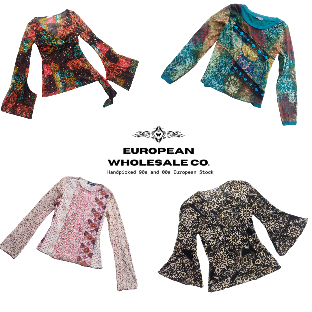 Tops à manches longues en maille de style de rue européen des années 2000 (EWC 003)