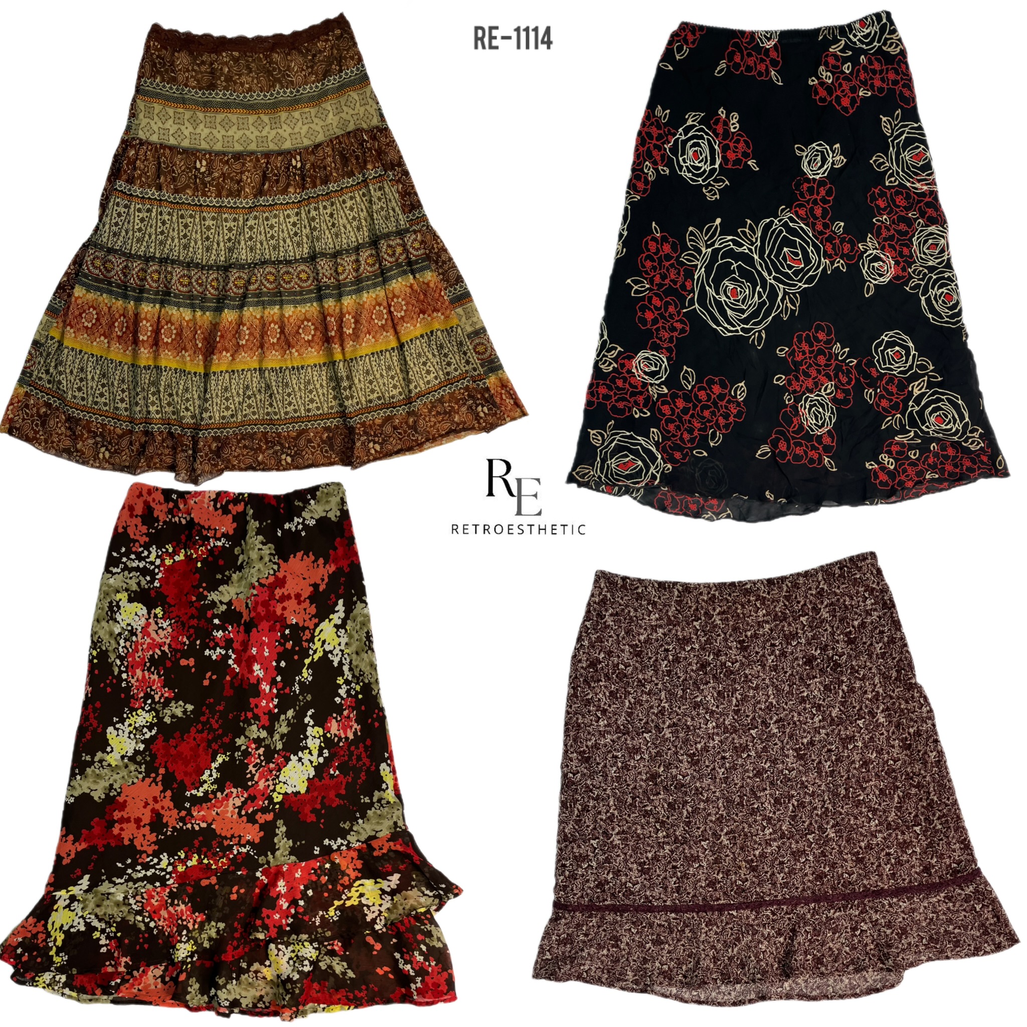 Y2K All Grunge Floral Summer Skirts (RE-1114)