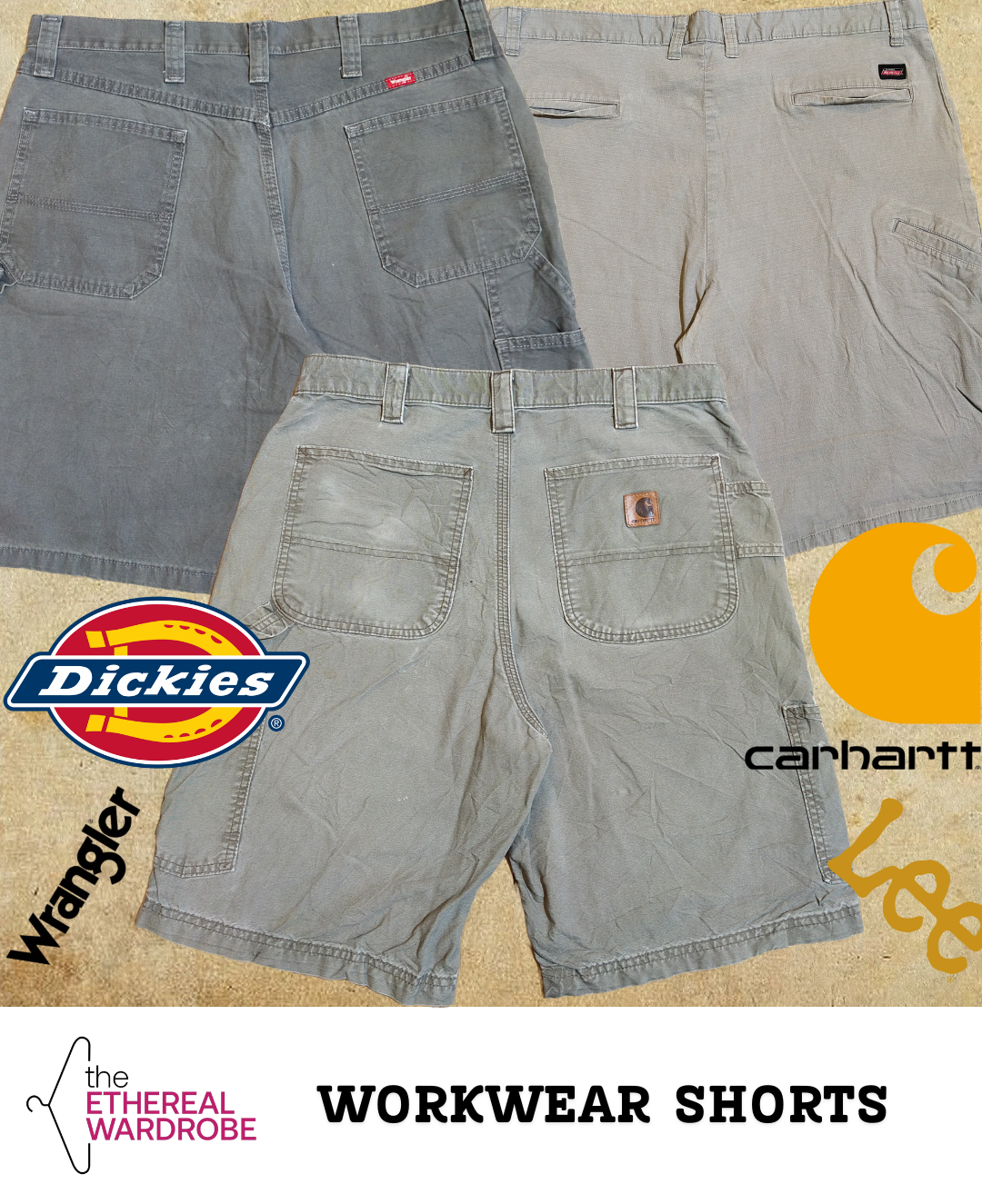 Workwear/Carpenter Shorts Including Carhartt, Dickies, Wrangler and Lee Bundle of 10 pcs (RN#1094)