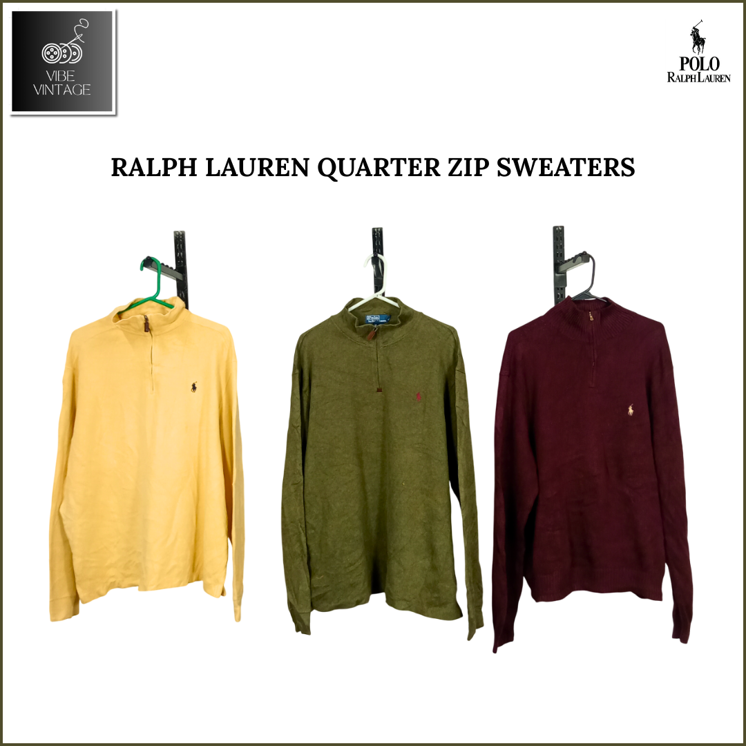 RALPH LAUREN QUARTER ZIP SWEATERS - 15 PCS (BUNDLE 1)