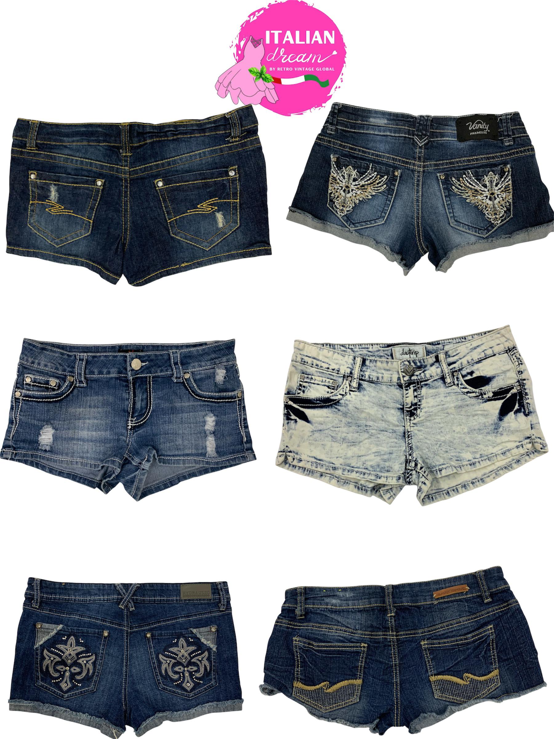 Y2k signature back embellished denim sexy shorts