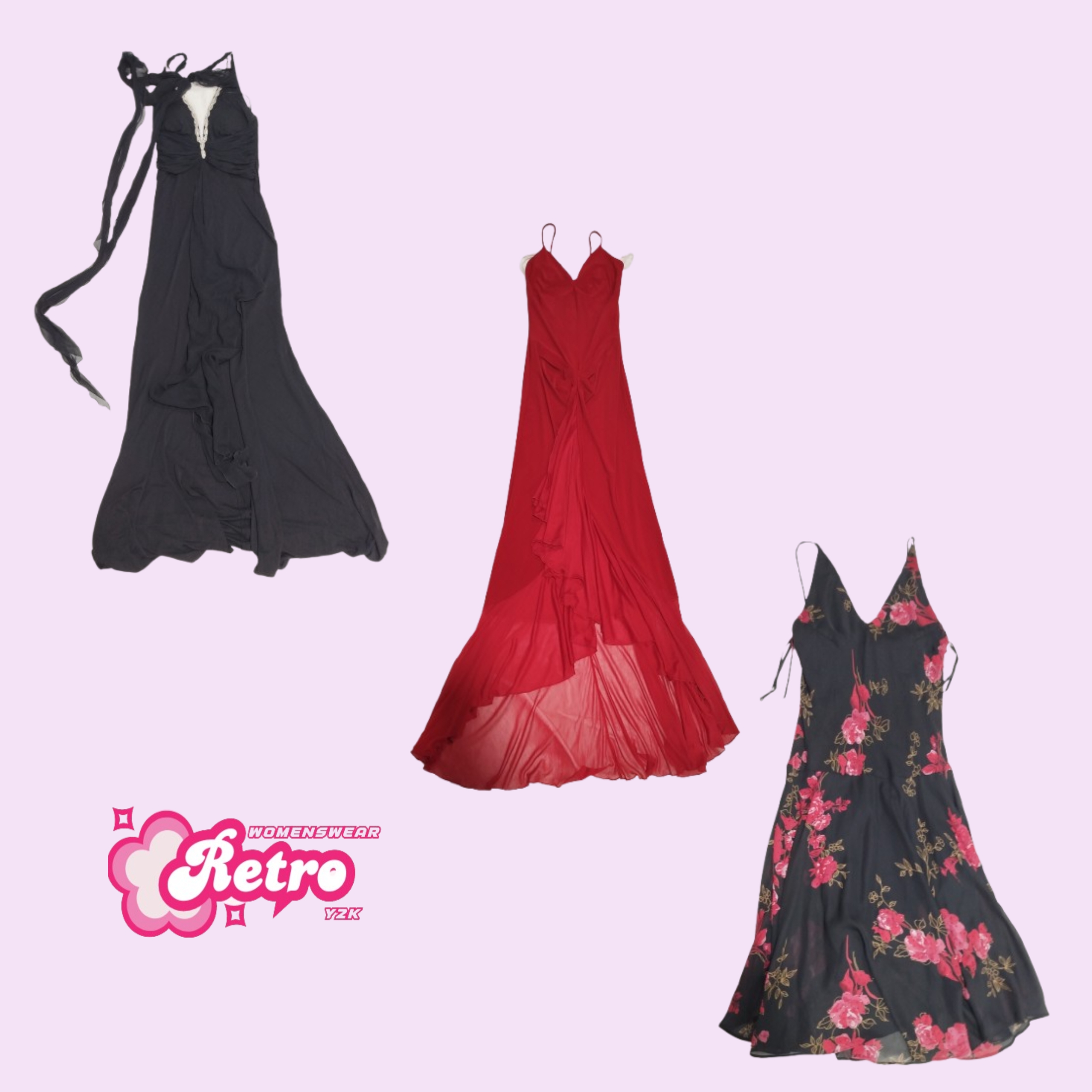 Y2k Romantic Goth Girl Midi Dress (May-39)