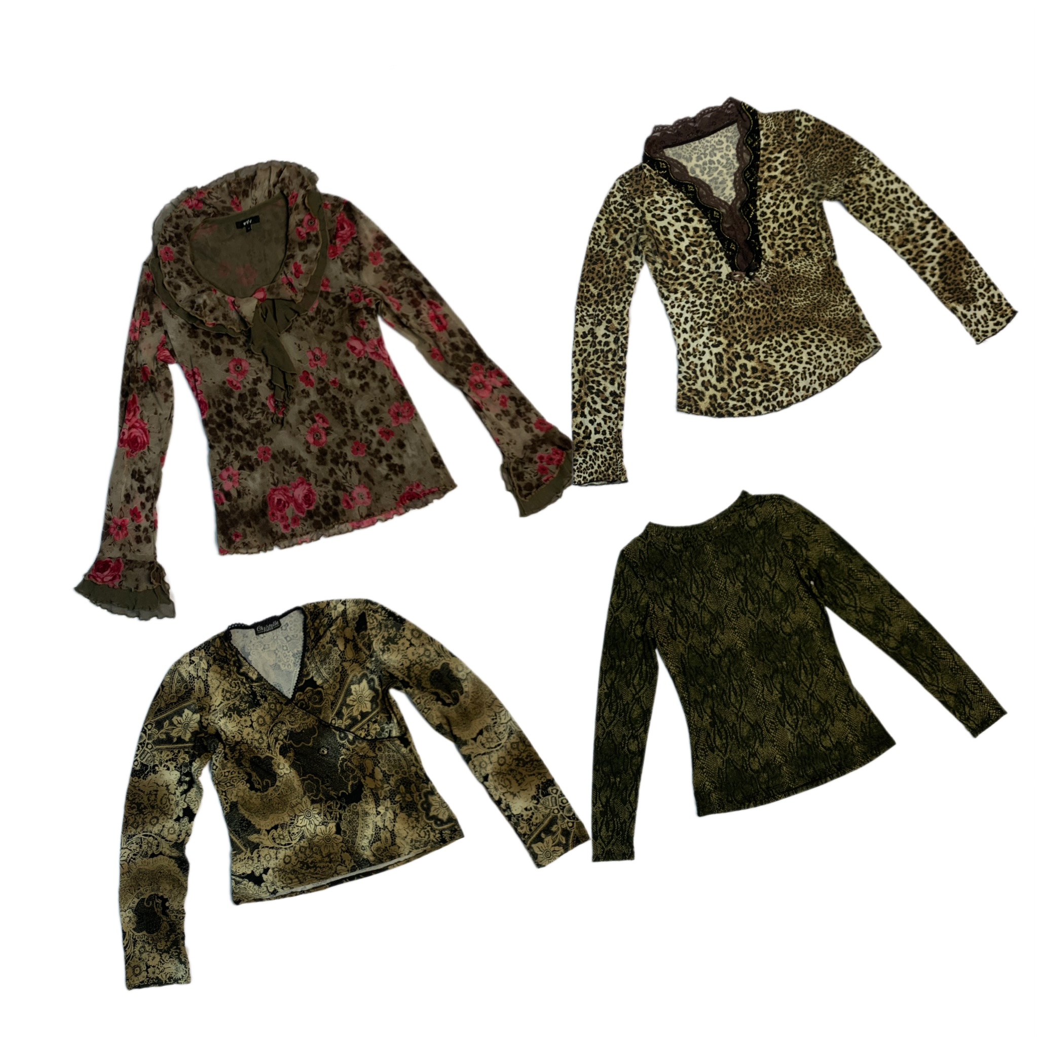 Y2K Rare X Animal Printed Mesh Tops