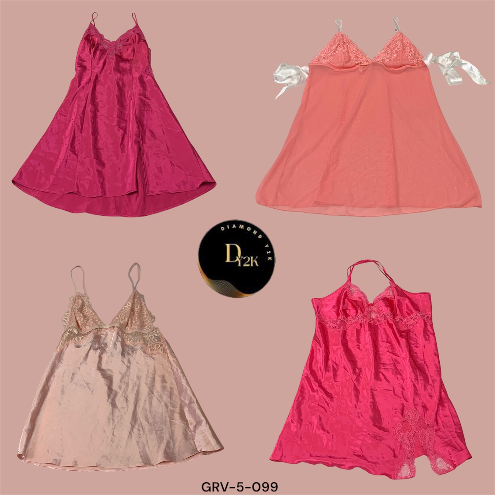 Y2K Pink Satin Slip Dress – Elegantes Kleid im Stil der 2000er (GRV-5-099)