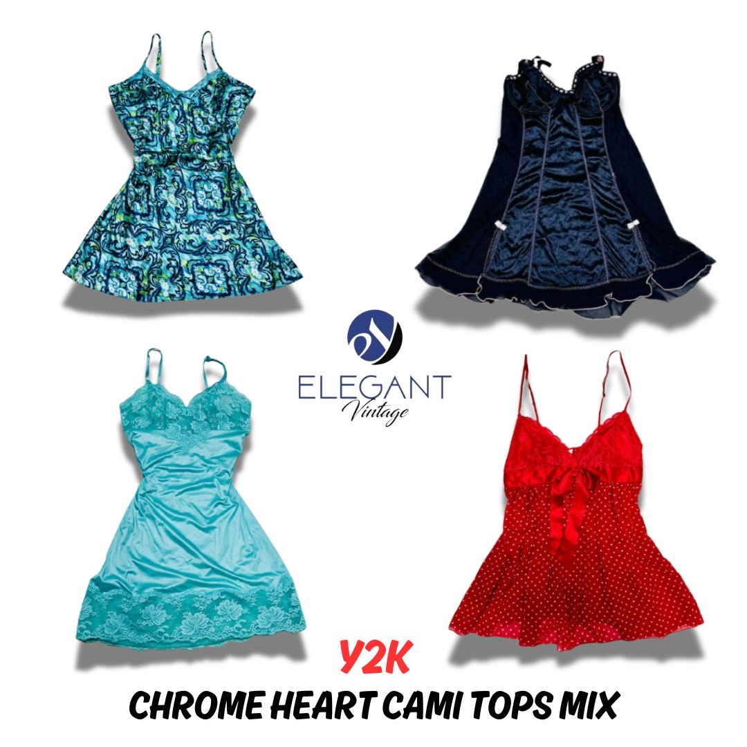 Y2K Chrome Heart Cami Tops - 15 Stück - EV0373