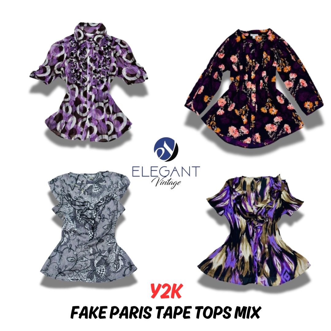 Y2K Fake Paris Tape Tops Mix - 12 pieces - EV0375