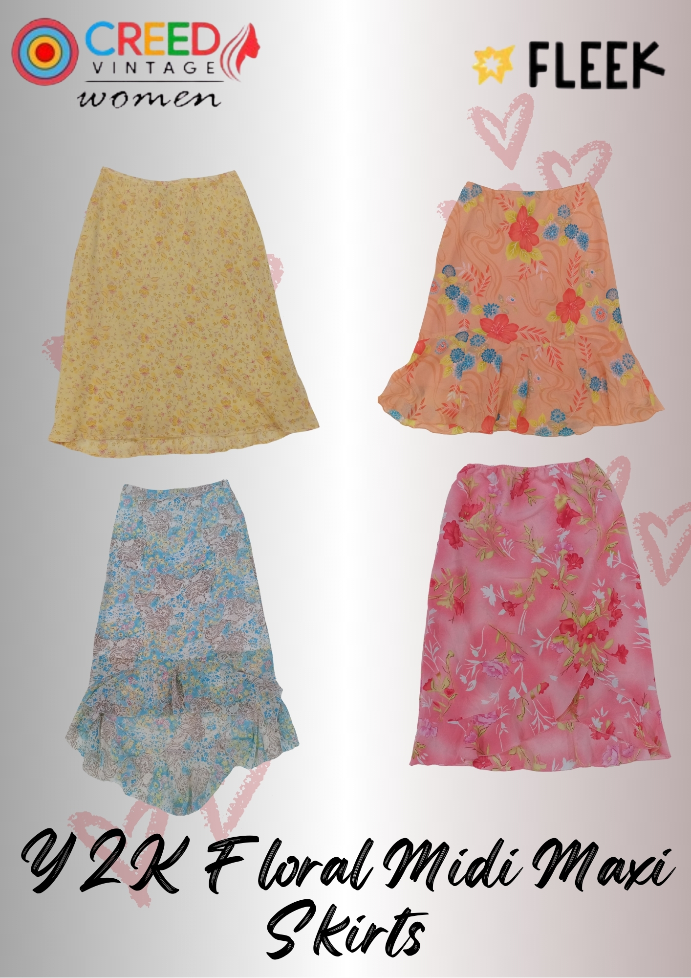 IQ0027 Y2K Floral Midi Maxi Skirts - 10 Pieces