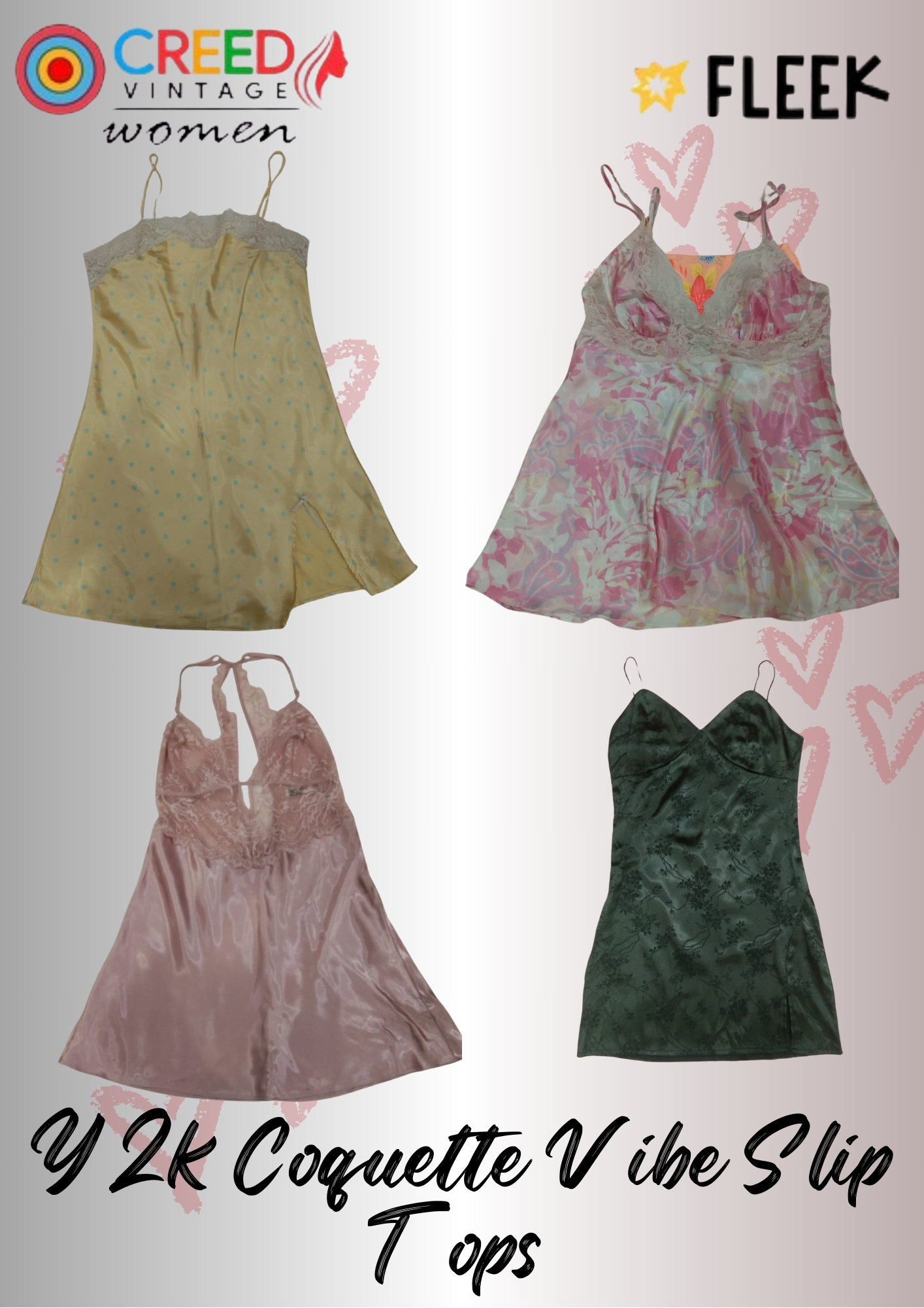 IQ0028 Y2k Coquette Vibe Slip Tops  - 8 Pieces