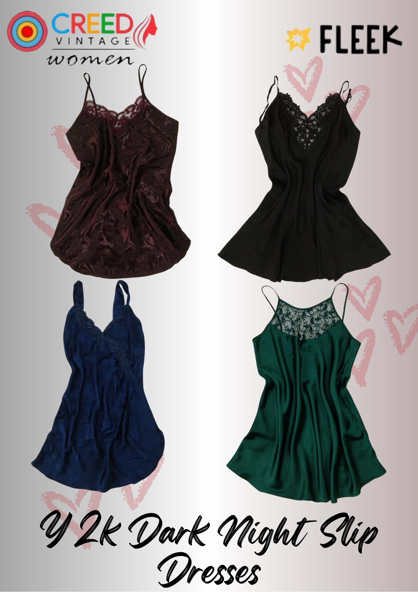 IQ0036 Y2k Dark Night  Slip Dresses - 10 Pieces