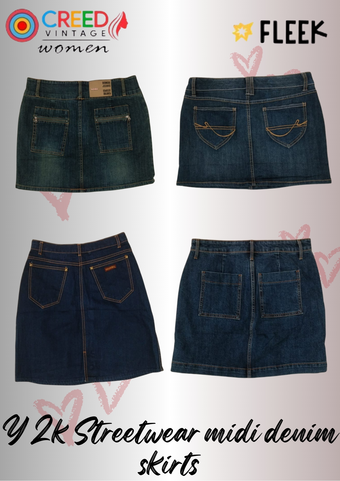 IQ0038 Y2k Streetwear Midi-Jeansröcke  
- 10 Stück