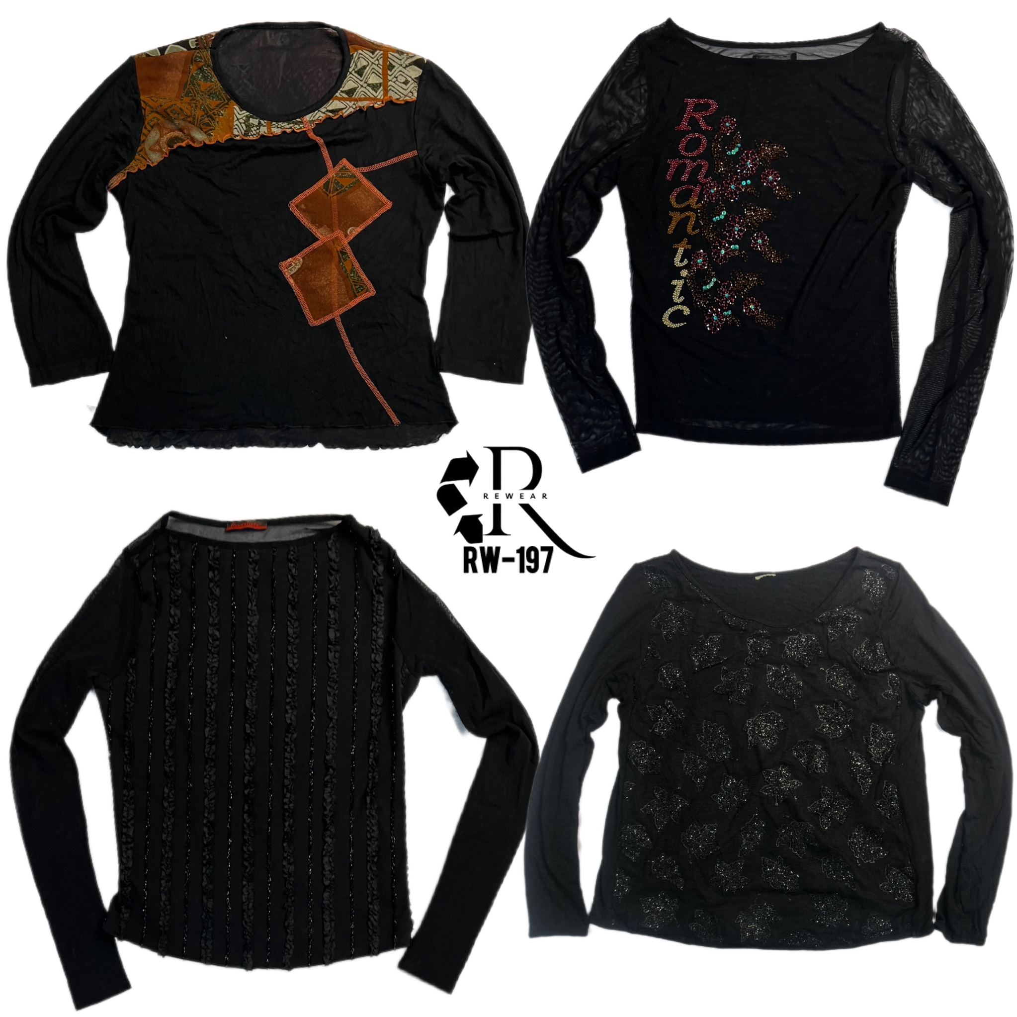 Y2K All Black Gothic Full Sleeve Tops (RW-197)