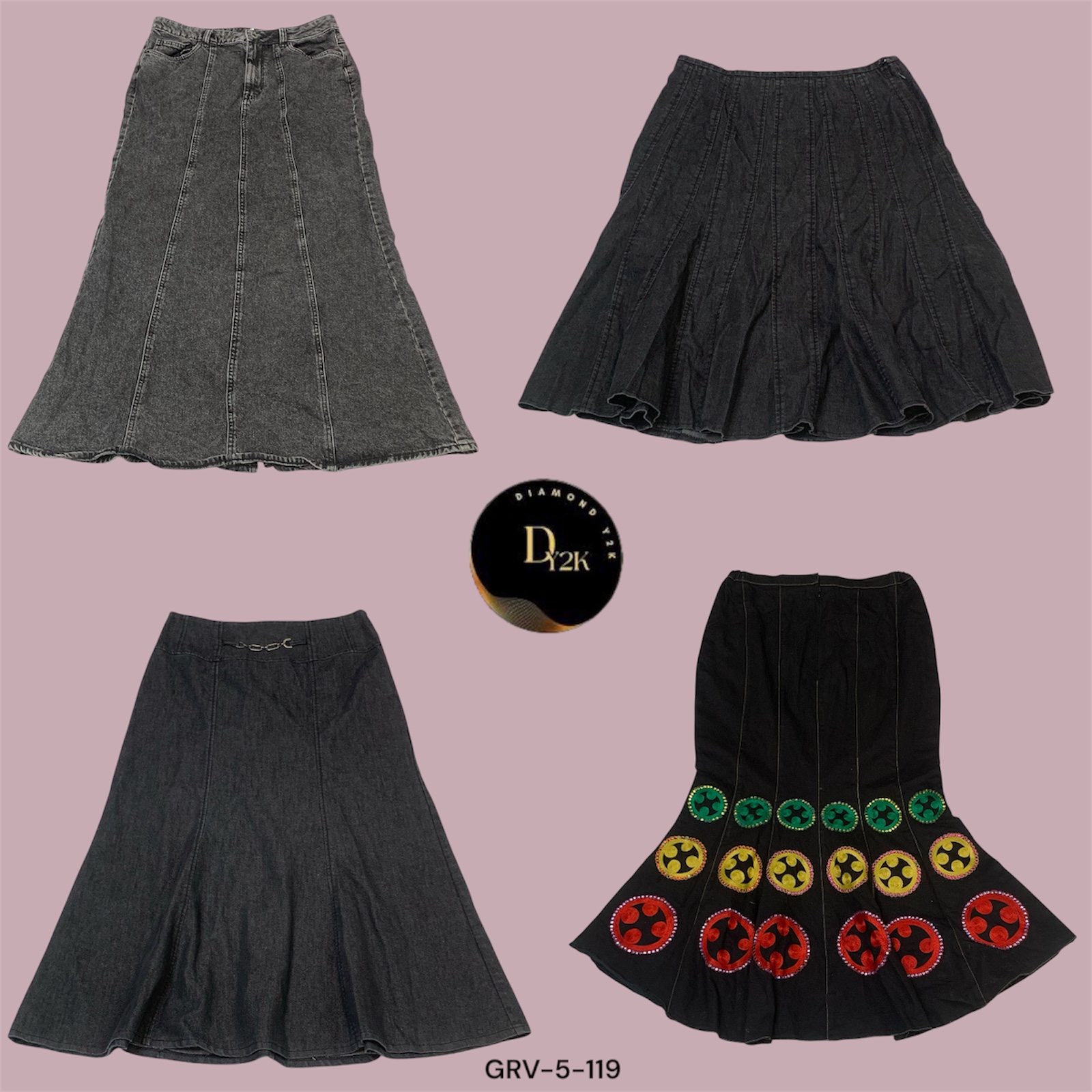 Stylischer Y2K Denim Midi-Langrock – Streetwear-Essential (GRV-5-119)