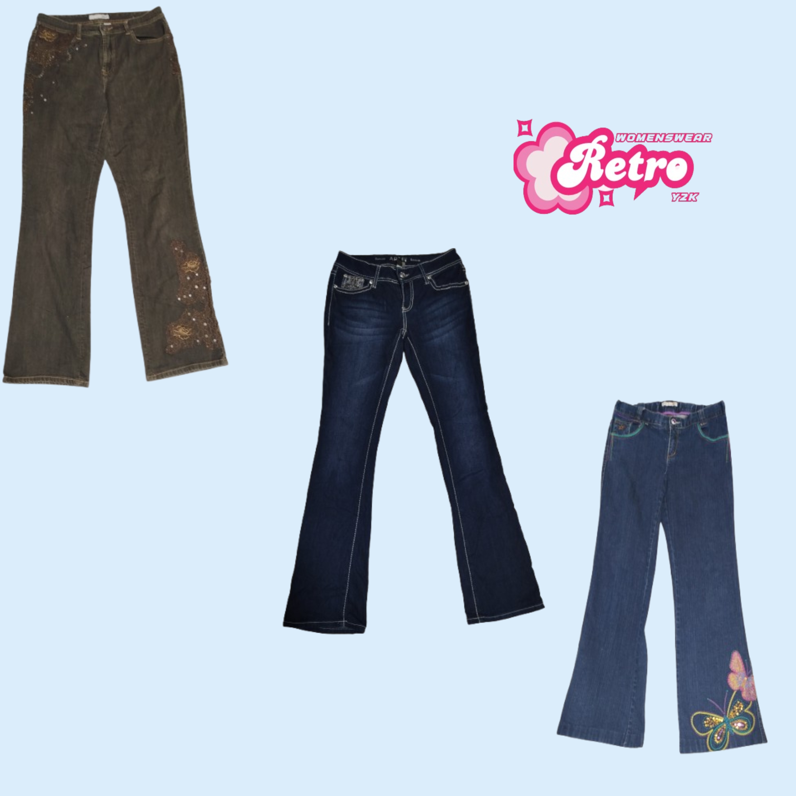 Y2k Embellished Flared Jeans (May-40)