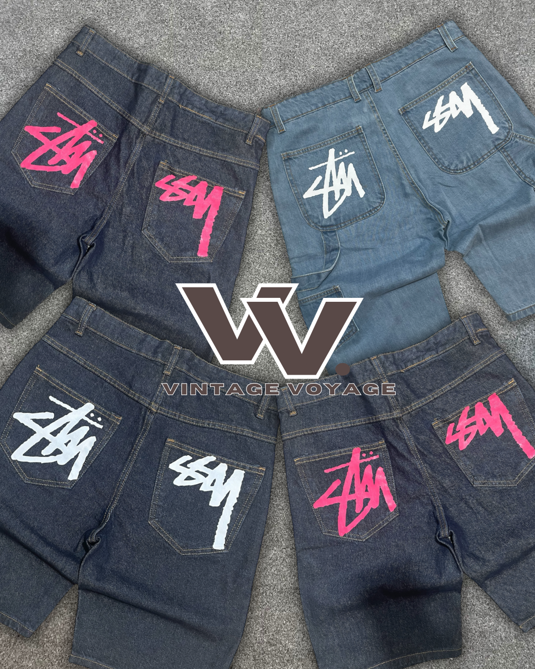 Stüssy rework style denim shorts MOQ 15pcs #21525
